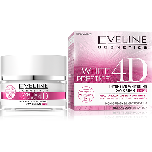 Крем для лица Eveline White Prestige 4D  50мл дневной, выравнивающий тон SPF25 