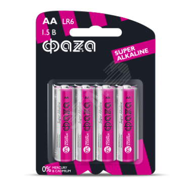 Батарейки алкалиновые АА LR6 Фаzа Super /4/48/576/
