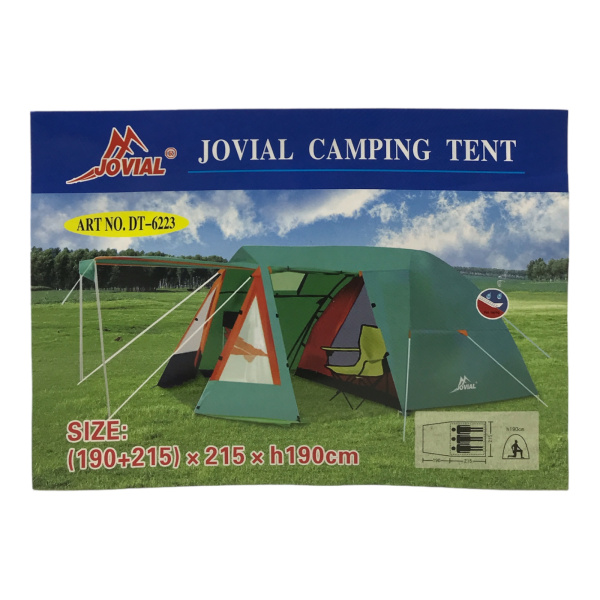 Палатка туристическая  3-х местная (190+215)*215*h190см Jovial