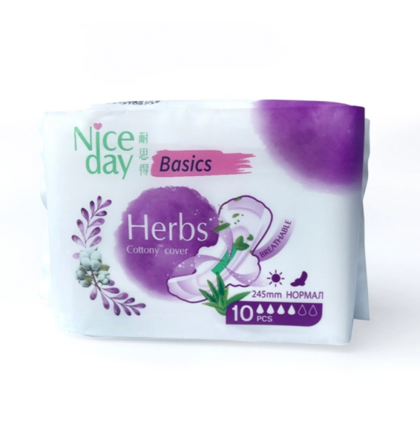 Прокладки Nice Day Basic Herbs 10шт 245мм дневные Алоэ Вера /NDE8-2/29261/