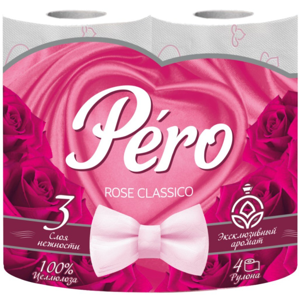 Туалетная бумага Pero Rose трехслойная  4шт /0121/