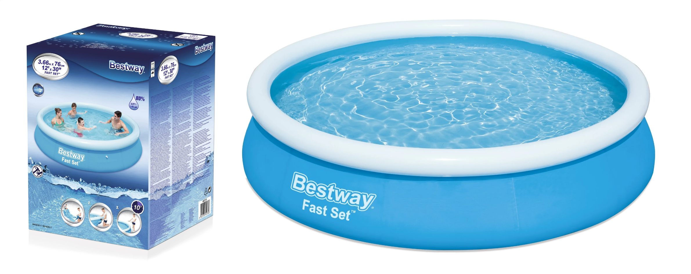 Бассейн надувной 366*76см 5377л с бортом Fast Set Bestway /58009/012-003/57273/