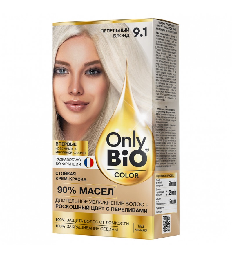 Крем-краска для волос стойкая Only Bio Color т. 9.1 пепельный блонд 115мл