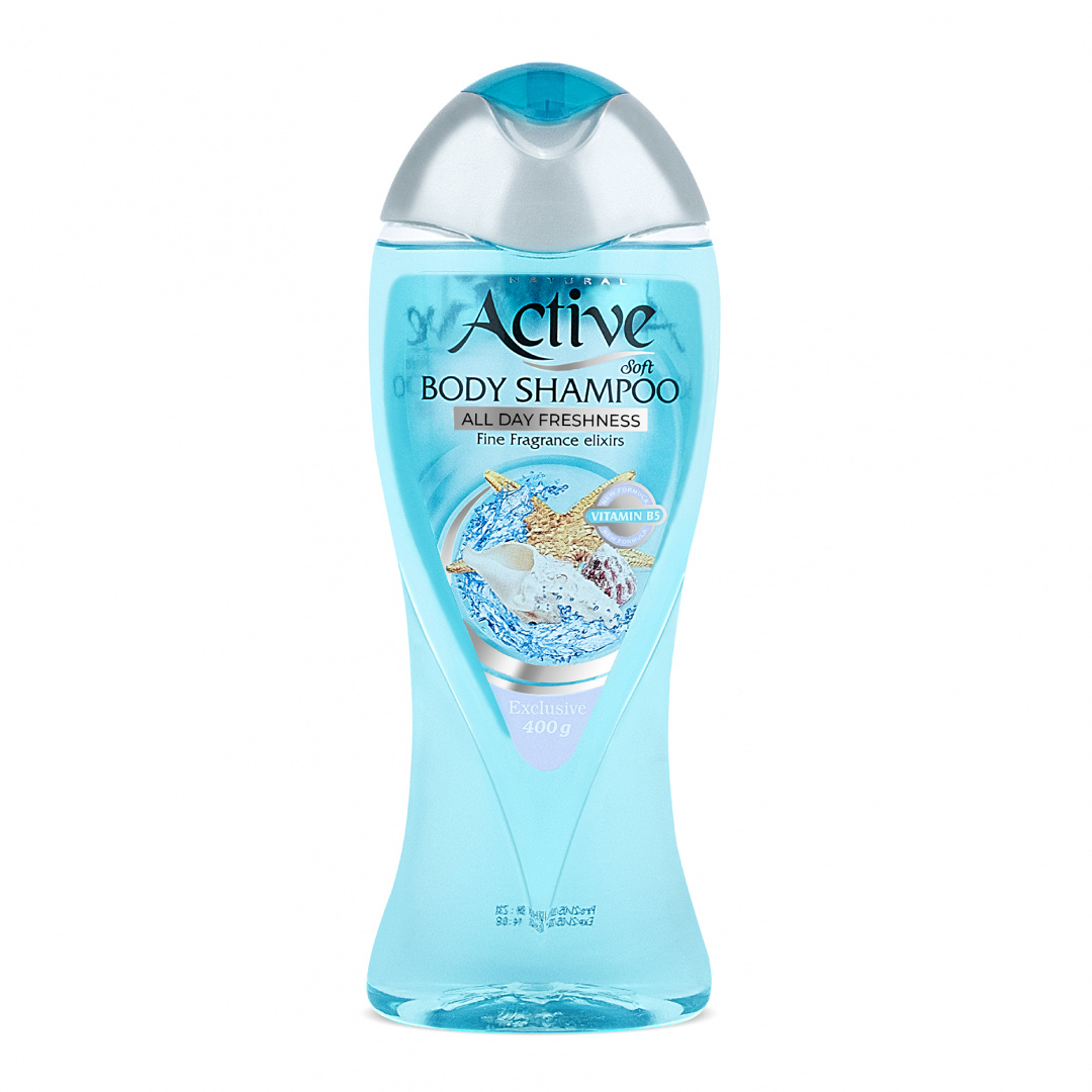 Гель для душа ACTIVE  400мл с витамином B5 "Морской" Natural Blue (Иран)  (У-12)