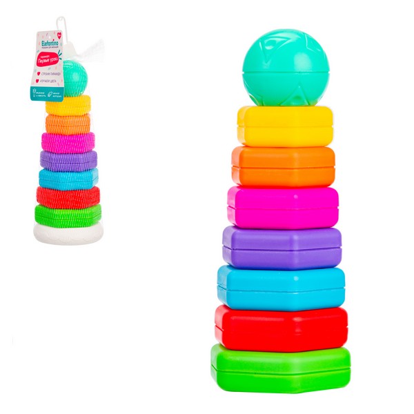 Пирамидка "Elefantino" Первые уроки 8*8*21см в сетке