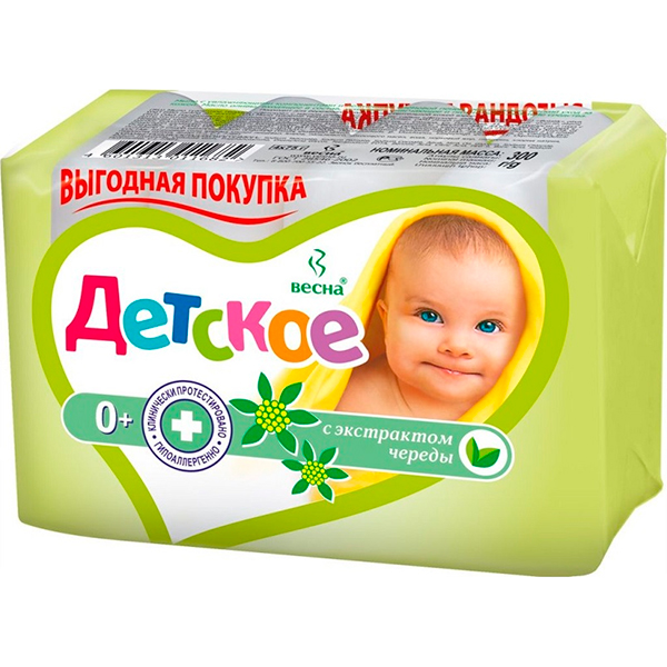 Мыло детское Весна 4*75г регенерирующее с экстрактом череды (У-24)