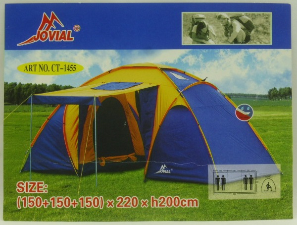 Палатка туристическая  4-х местная (150+150+150)*220*h200см Jovial
