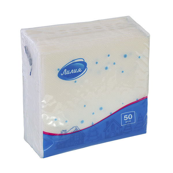 Салфетки бумажные Лилия однослойные 50шт 24х24см Зимний вечер (У-72)