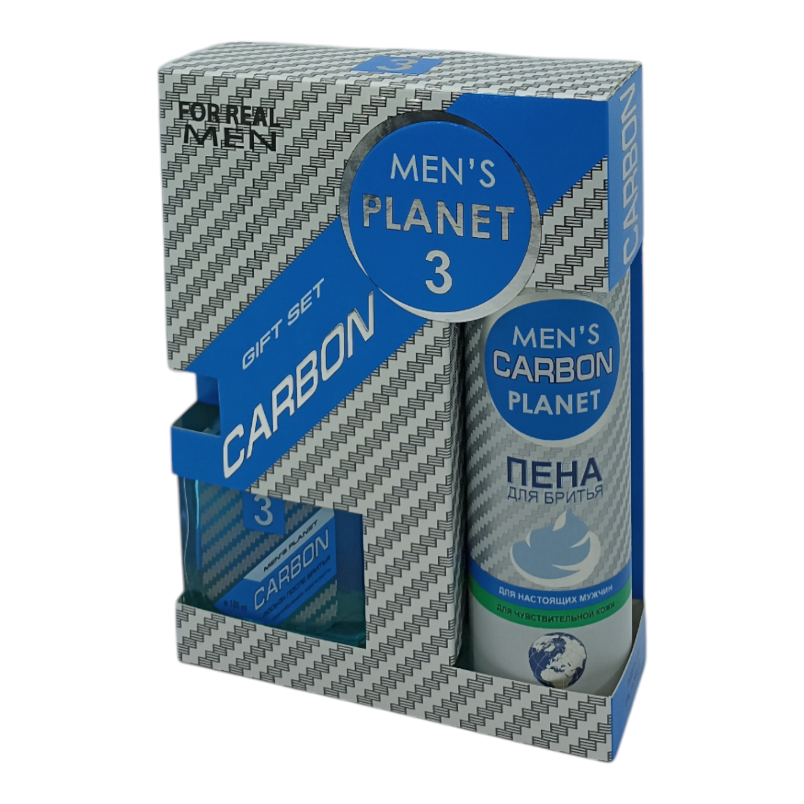 ПН муж. Men's Planet  Carbon 3 №574 (лосьон после бритья 100мл, пена для бритья 200мл) (У-7)