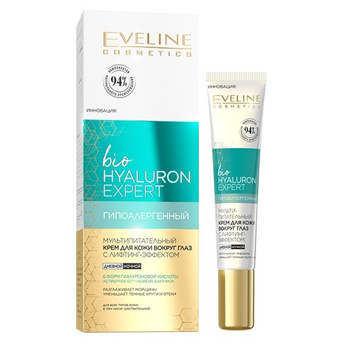 Крем для кожи вокруг глаз Eveline Bio Hyaluron Expert гипоалергенный мультипитательный 20мл