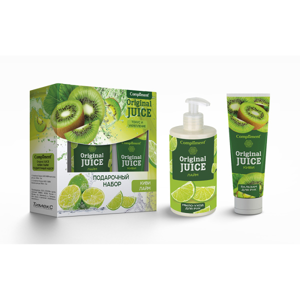 ПН жен. Compliment Original Juice №1490 киви-лайм (мыло д/рук 320, бальзам д/рук 100мл) 