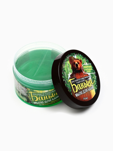 Мыло густое 250мл Сибирское с березовым соком для бани банка (У-12)