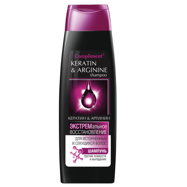Шампунь Compliment 400мл Кератин & Аргинин экстремальное восстановление (У-18)