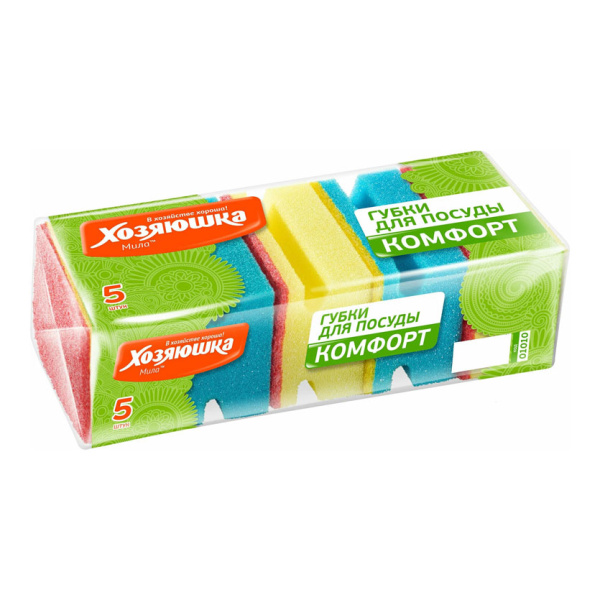 Губки для посуды  5шт "Хозяюшка Мила" Комфорт (У-40)