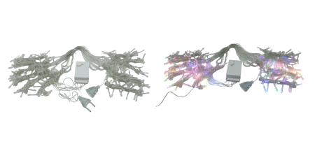 Гирлянда-занавес 200 ламп  2*2м цветная, прозрачный провод