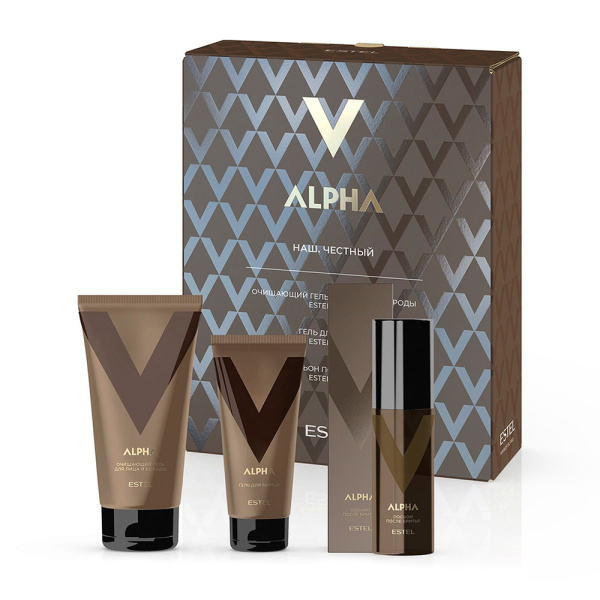 ESTEL ALPHA A/GGL Набор "Наш. Честный" (очищ. гель д/лица и бороды, гель д/бритья, лосьон п/бритья)