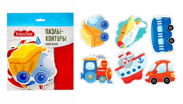 Пазлы-контуры мягкие   6шт "Транспорт" Baby Toys