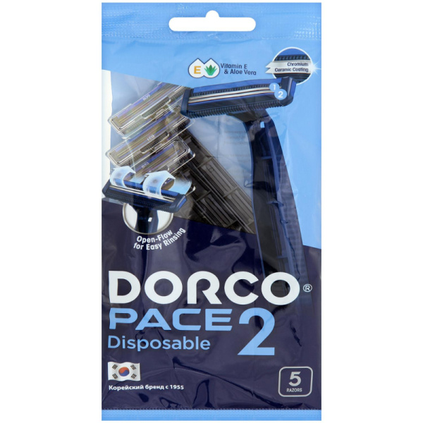 Станок для бритья одноразовый DORCO Pace2 2 лезвия 5шт пакет