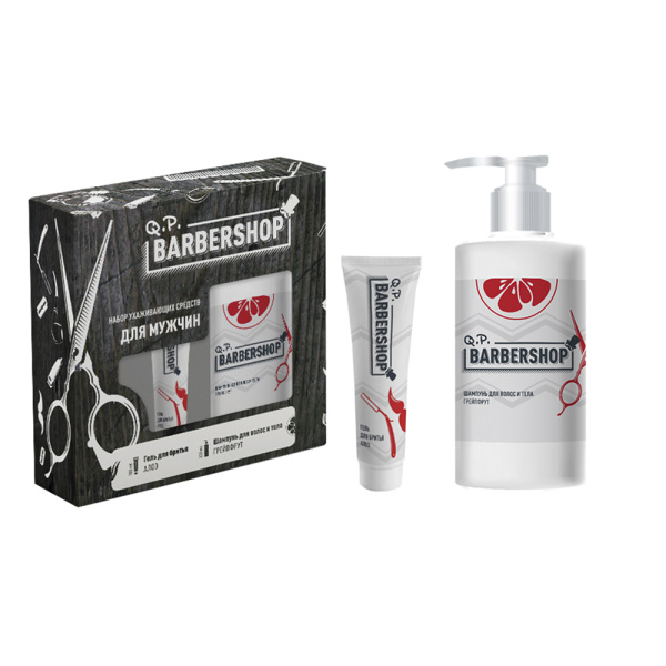 ПН муж. Q.P. Barbershop №1300 Алоэ и Грейпфрут (шампунь 320мл, гель д/бритья 100мл)