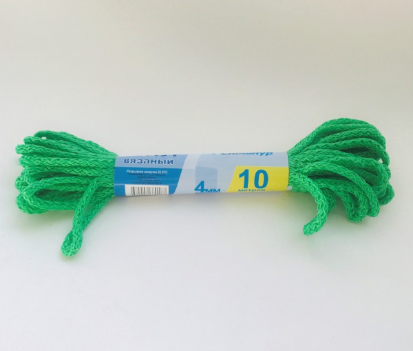 Шнур полипропилен вязаный 10м d-4мм Сибшнур /30100/