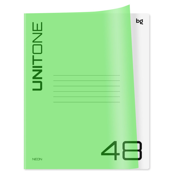 Тетрадь 48л кл. BG "UniTone. Neon" неон салатовый, пластиковая обложка /Т5ск48_пл 12471/