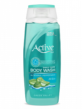 Гель для душа ACTIVE  400мл Care&beauty Освежающий. С экстрактом мяты и алоэ вера  (Иран) (У-16)