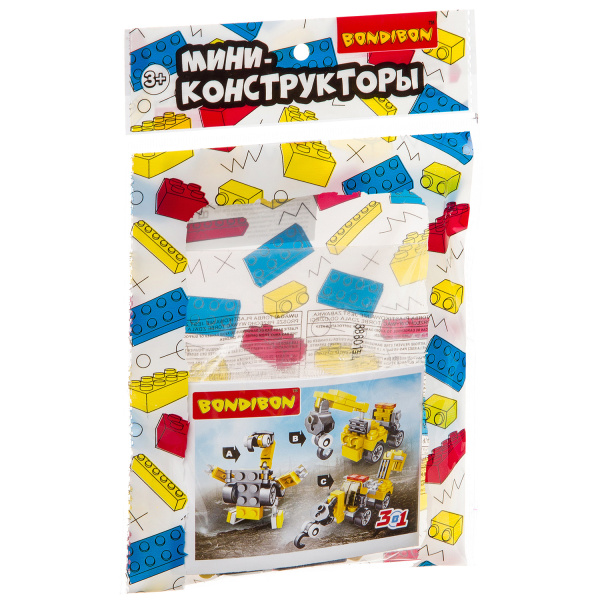 Конструктор-мини Bondibon "Пожарная машина и строительная техника" /М7612/
