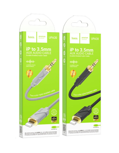 Кабель AUX 8 pin- Jack 3,5мм Hoco UPA30, Friend, 1.0м 