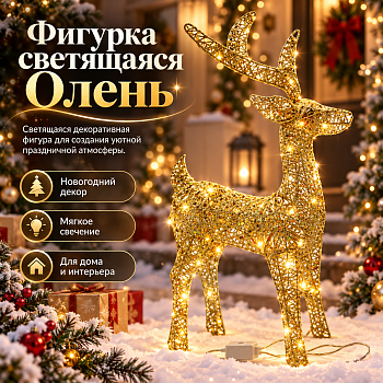 Фигурка светящаяся Олень LED золотой 100см