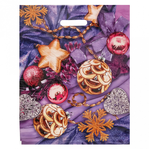 Пакет прорубка подарочный НГ 38х47см 60мкм ПВД Сиреневый вечер (У-50/500)