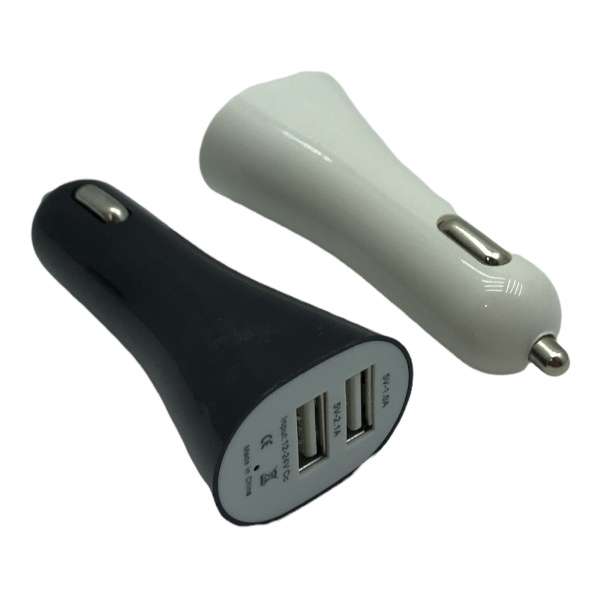 Зарядное устройство автомобильное 2хUSB 5V=1.0A/5V=2.1A; Input 12-24V