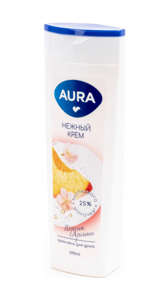 Крем-гель для душа Aura 390мл Персик и Аргана (У-8)