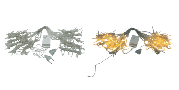 Гирлянда-занавес 200 ламп  2*2м теплый белый, прозрачный провод