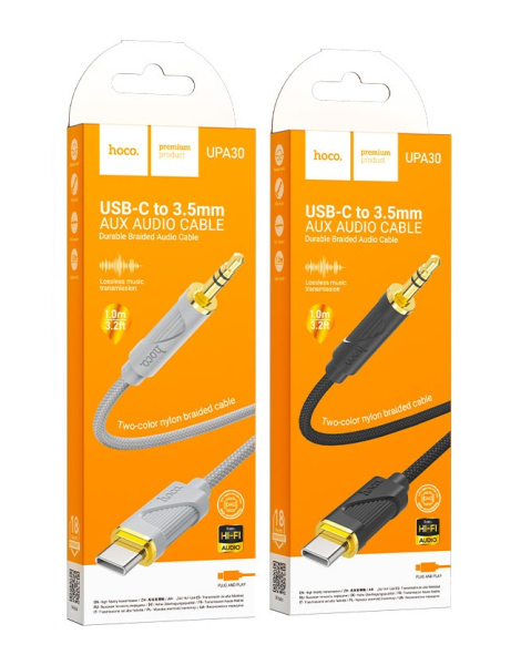 Кабель AUX Type-C- Jack 3,5мм Hoco UPA30, Friend, 1.0м 