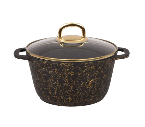 Кастрюля  3,5л с кышкой, антипригарное покрытие черный-золотой Грация (У-3)