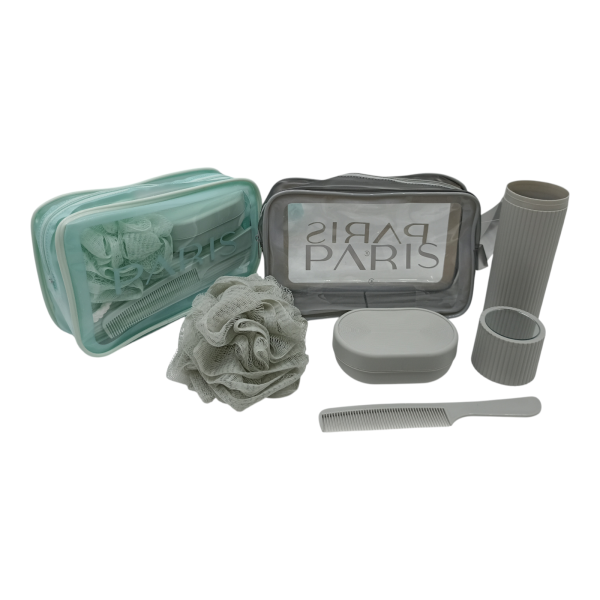 Набор дорожный (мочалка, футляр,мыльница, расческа) 
