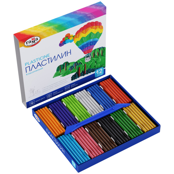 Пластилин 12цв. 240г Гамма 
