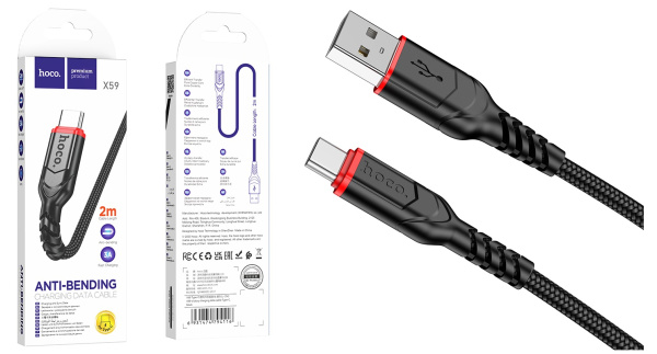 Кабель USB-Type-C Hoco X59 Victory, 3A, 2 м, черный