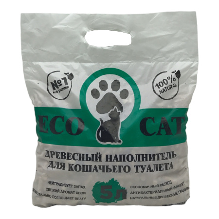 Наполнитель впитывающий Eco Cat  5л древесный /564022/ЦБ-00004389/