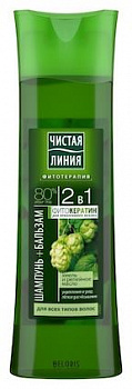 Шампунь Чистая линия 400мл хмель 2в1  