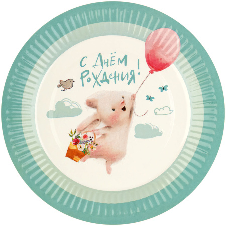 Тарелка бумажная d-18см 6шт MESHU "Сute bunny"