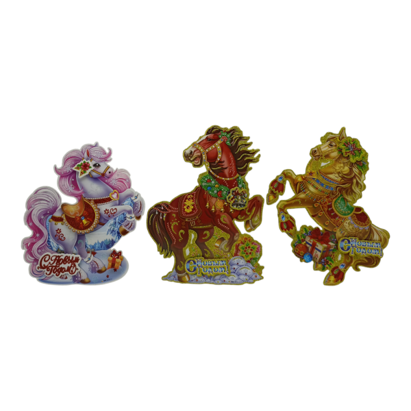 Панно бумажное НГ Символ Года 2026 Лошадка 38*48см в ассортименте