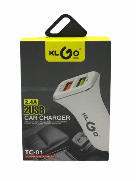 Адаптер USB в прикуриватель автомобиля 2,4А KLGO