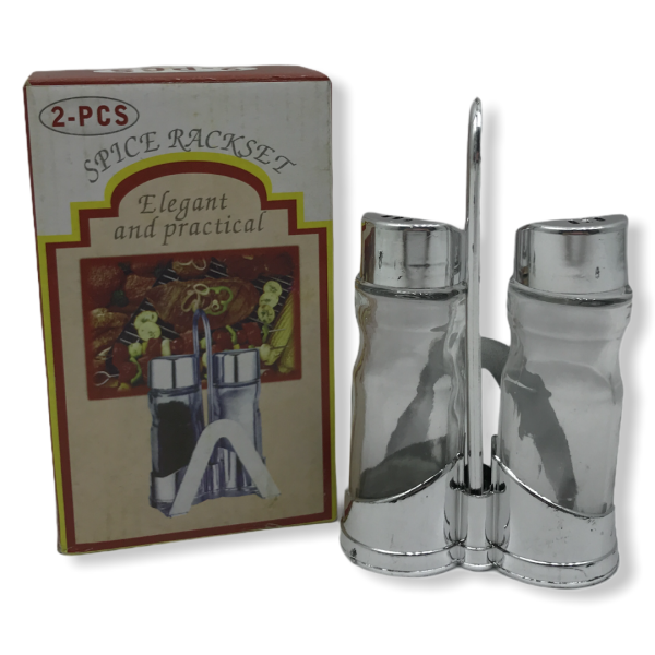 Набор для специй стекло 2пр. мет. крышка на подставке /202/HK2(H2)/BDQ201-1/09B-319-022/201-1/