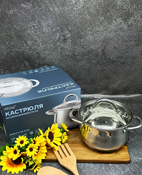 Кастрюля нержавеющая сталь  5,1л d-22см индукция Fessle /11494/ (У-6)