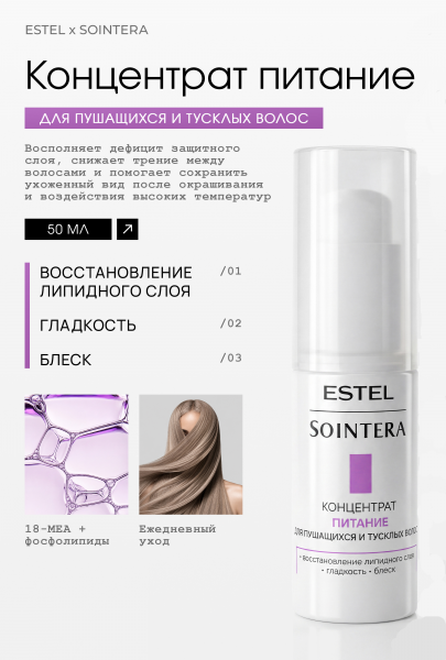 Estel Sointera Концентрат "Питание" для пушащихся и тусклых волос 50мл /S/N/F50/
