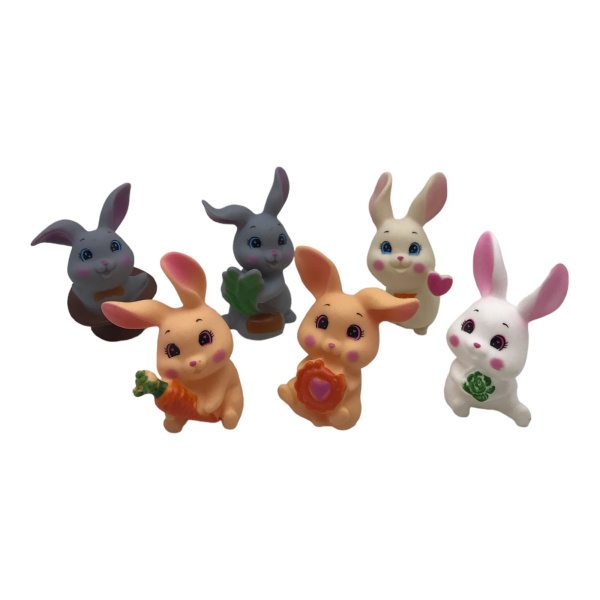 Набор игрушек для купания  6шт "Кролики" резиновые в сетке