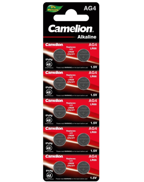 Батарейки алкалиновые 1,5V "таблетка" AG 4 LR626 Camelion Mercury Free отрывной /10/100/3600//42728/ Батарейки алкалиновые 1,5V "таблетка" AG 4 LR626 Camelion Mercury Free отрывной /10/100/3600//42728/