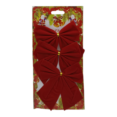 Украшение новогоднее Бантик ( 3шт) 10см /QS179-FZ702092/