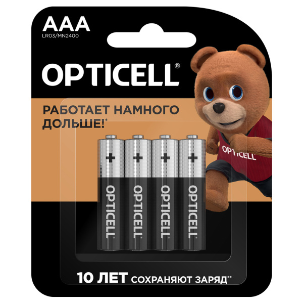 Батарейки алкалиновые ААА LR03 Opticell Basic на блистере 4шт /4/48/192/